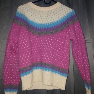 Vintagw Woolrich Pink and Cream Knit Sweater